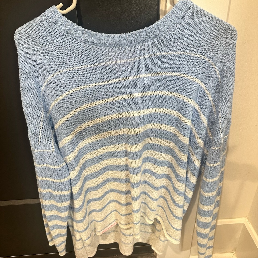 Simply Southern Light Blue and Cream Striped Sweater